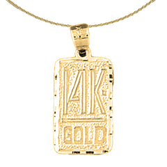 Anhänger mit Spruch aus 14-karätigem oder 18-karätigem Gold mit der Aufschrift „14-karätiges oder 18-karätiges Gold“