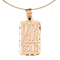 Anhänger mit Spruch aus 14-karätigem oder 18-karätigem Gold mit der Aufschrift „14-karätiges oder 18-karätiges Gold“