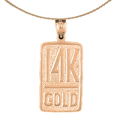 10K, 14K or 18K Gold Stamped "10K, 14K or 18K Gold" Bar Saying Pendant