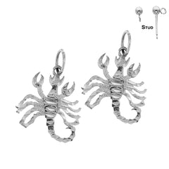 Sterling Silver 21mm Crab Earrings (White or Yellow Gold Plated)