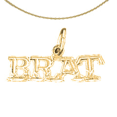 14K or 18K Gold Brat Saying Pendant