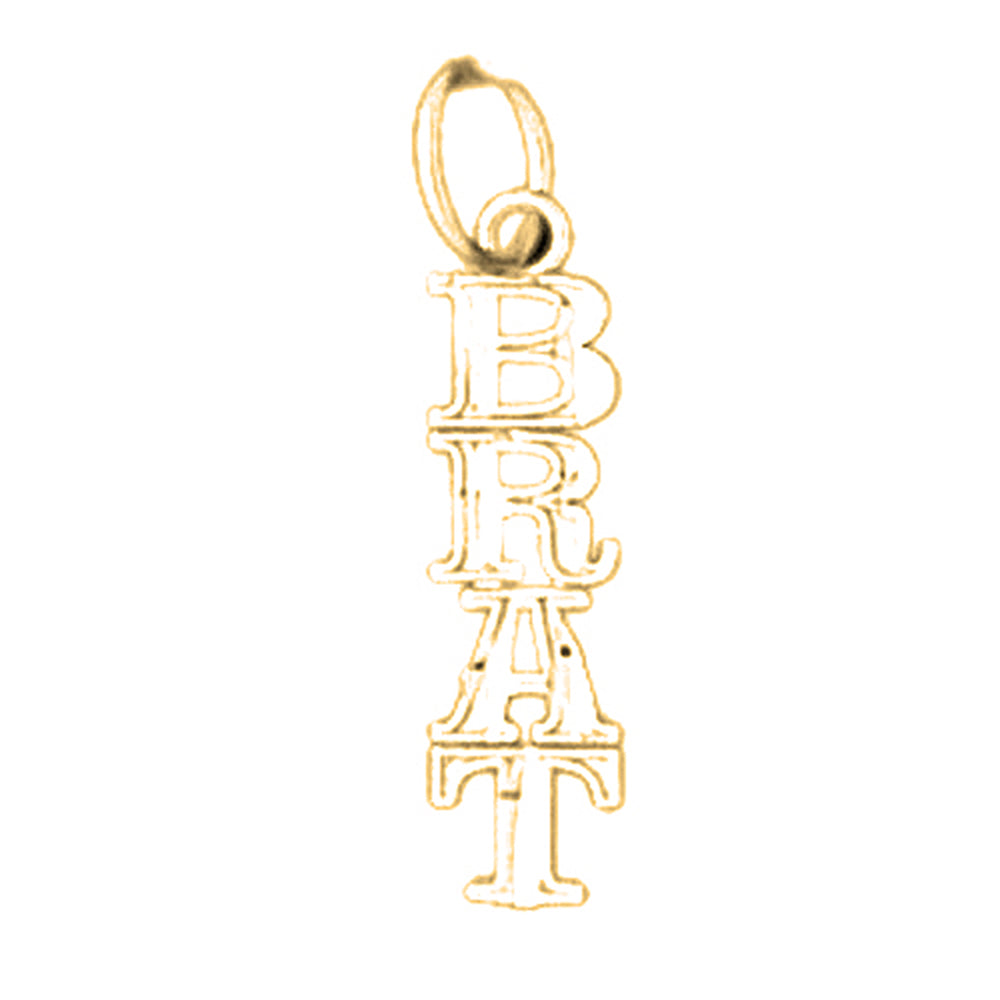 14K or 18K Gold Brat Saying Pendant