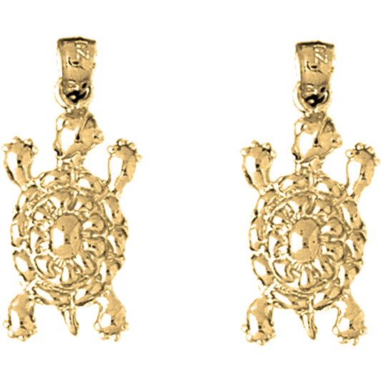 Yellow Gold-plated Silver 26mm Turtle Earrings