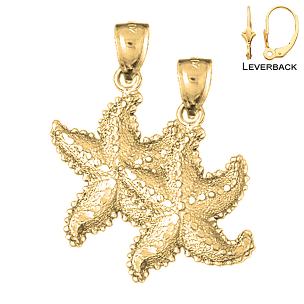 Pendientes de estrella de mar de oro de 14 quilates o 18 quilates de 31 mm