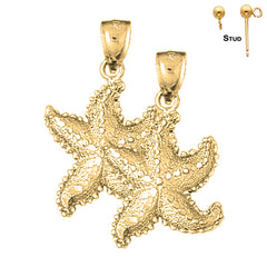 Sterling Silver 31mm Starfish Earrings (White or Yellow Gold Plated)