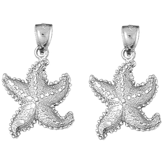 Sterling Silver 31mm Starfish Earrings
