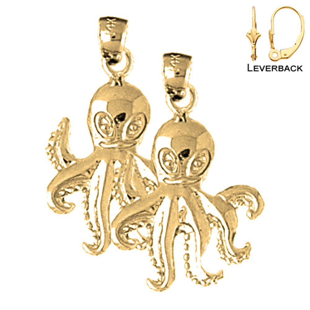 14K or 18K Gold Octopus Earrings