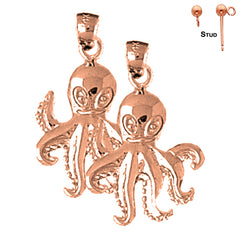 Pendientes de pulpo de oro de 14 quilates o 18 quilates de 27 mm