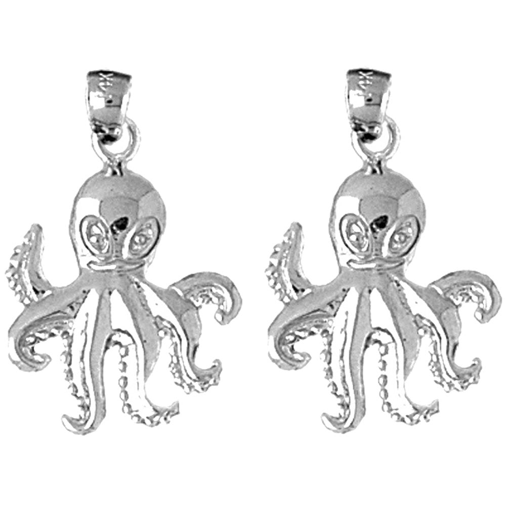 14K or 18K Gold 27mm Octopus Earrings