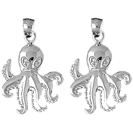 Sterling Silver 27mm Octopus Earrings