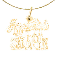 14K or 18K Gold Jewelers Do It With Sparkle Saying Pendant