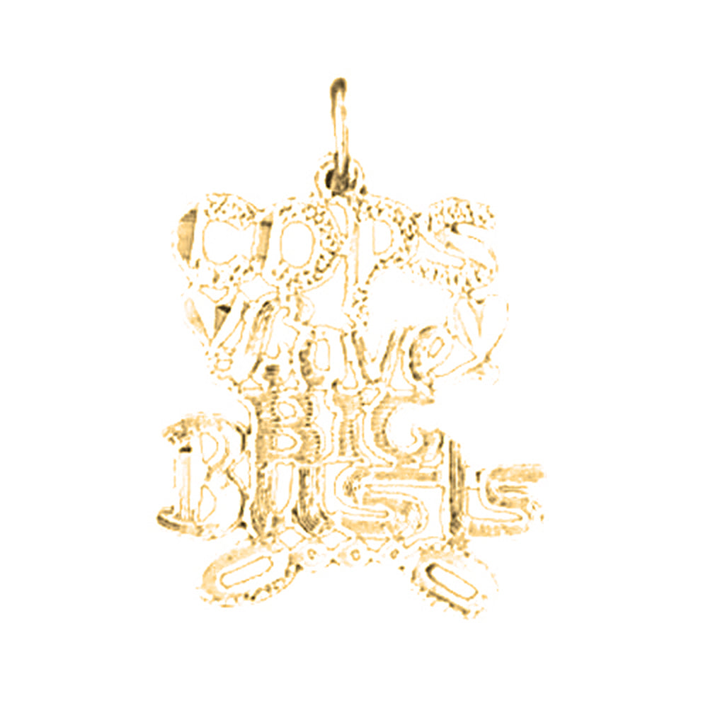 14K or 18K Gold Cops Love Big Busts Saying Pendant