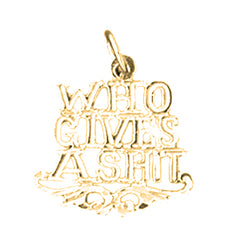 14K or 18K Gold Who Gives A Shit Saying Pendant