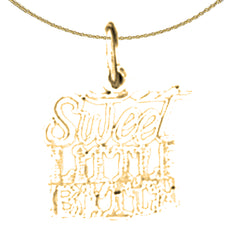 Anhänger mit Spruch „Sweet Little Bitch“ aus 14 Karat oder 18 Karat Gold
