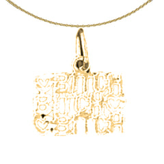 Colgante de oro de 14 quilates o 18 quilates con texto en inglés "Bitch Bitch Bitch Bitch"