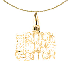 Anhänger mit Spruch „Bitch Bitch Bitch“ aus 14 oder 18 Karat Gold