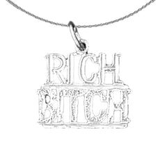 Anhänger mit dem Spruch „Rich Bitch“ aus 14 Karat oder 18 Karat Gold