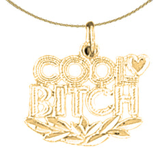 Colgante de oro de 14 quilates o 18 quilates con texto en inglés "Cool Bitch Saying"