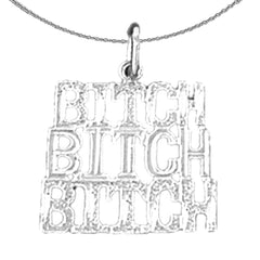 Anhänger mit Spruch „Bitch Bitch Bitch“ aus 14 oder 18 Karat Gold