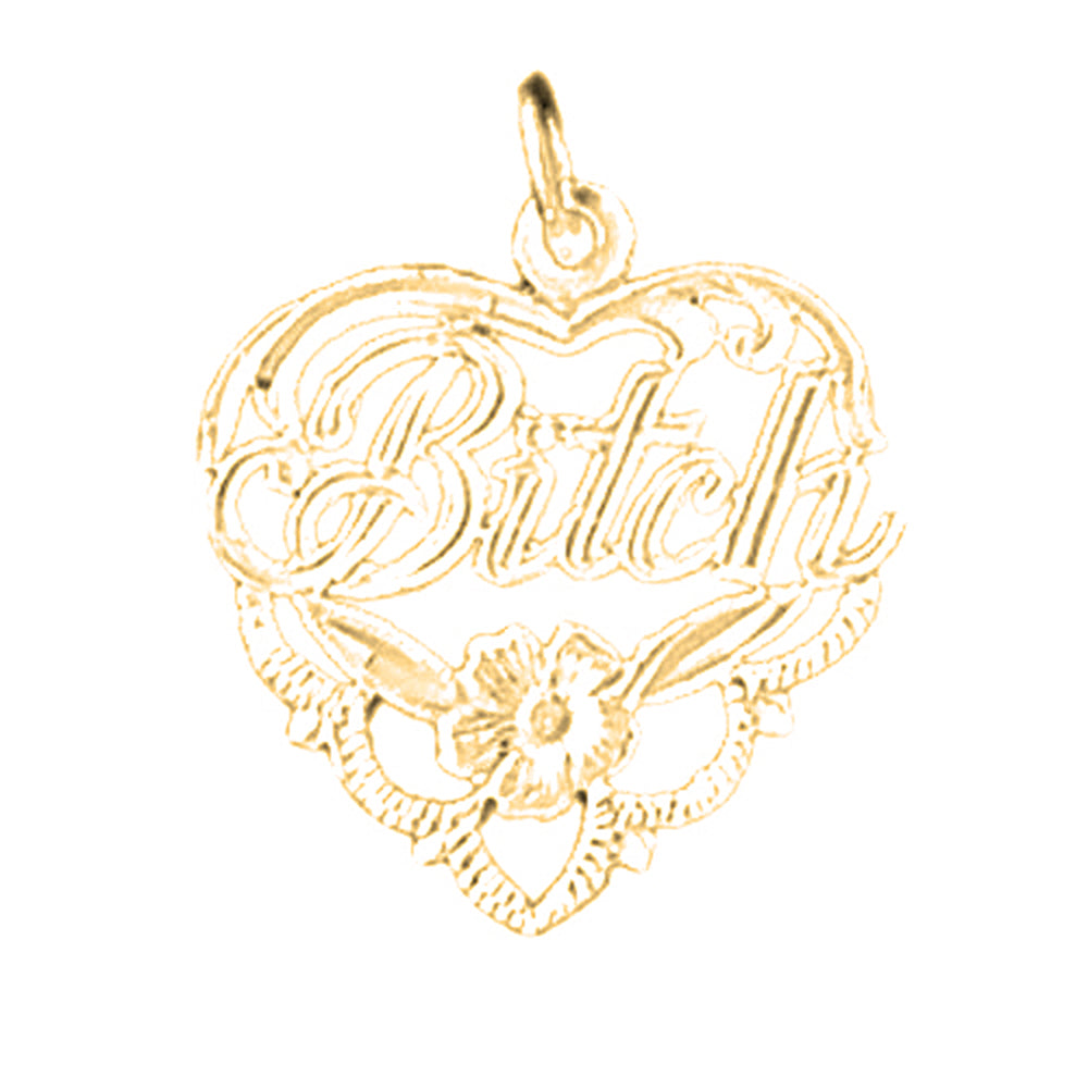 14K or 18K Gold Bitch Saying Pendant