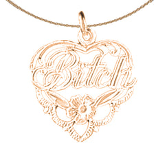 14K or 18K Gold Bitch Saying Pendant