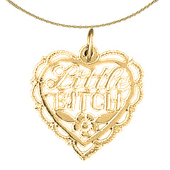14K or 18K Gold Little Bitch Saying Pendant