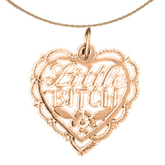 14K or 18K Gold Little Bitch Saying Pendant