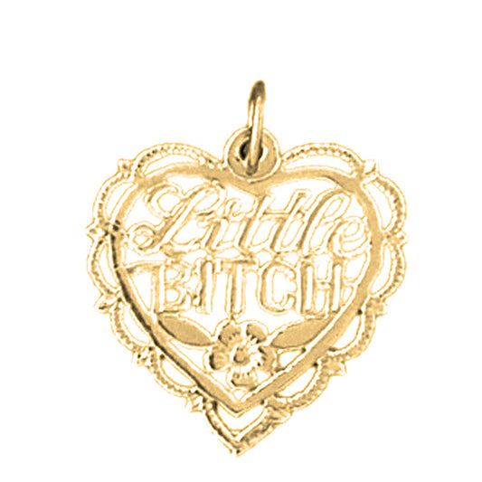 14K or 18K Gold Little Bitch Saying Pendant