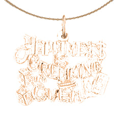 Colgante de oro de 14 quilates o 18 quilates con texto en inglés "Happiness is Breaking Even"