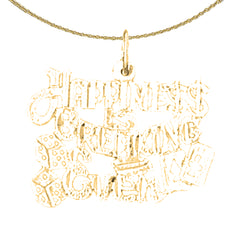 Colgante de oro de 14 quilates o 18 quilates con texto en inglés "Happiness is Breaking Even"