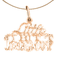 Colgante de oro de 14 quilates o 18 quilates con texto en inglés "Little Bit Pregnant"