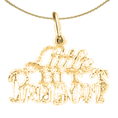 Colgante de oro de 14 quilates o 18 quilates con texto en inglés "Little Bit Pregnant"