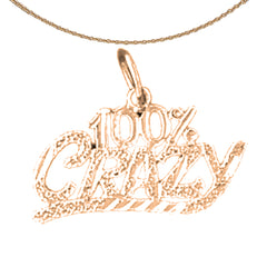 14K or 18K Gold 100% Crazy Saying Pendant