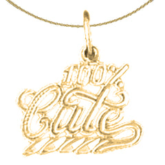 14K or 18K Gold 100% Cute Saying Pendant