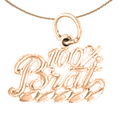 14K or 18K Gold 100% Brat Saying Pendant