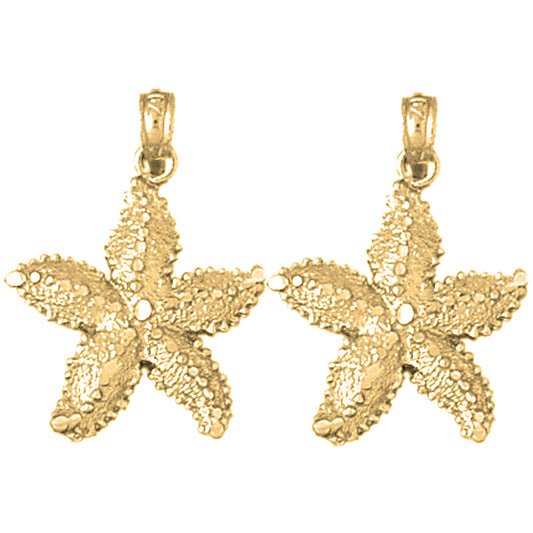 Yellow Gold-plated Silver 25mm Starfish Earrings