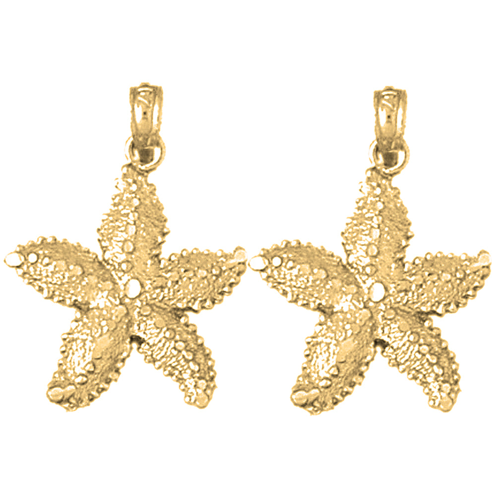 14K or 18K Gold 25mm Starfish Earrings