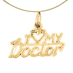 Colgante I Love My Doctor de oro de 14 quilates o 18 quilates