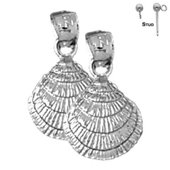 Sterling Silver 17mm Shell Earrings (White or Yellow Gold Plated)