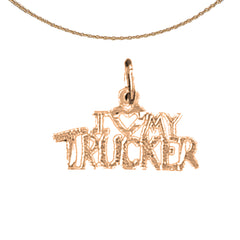 14K or 18K Gold I Love My Trucker Pendant