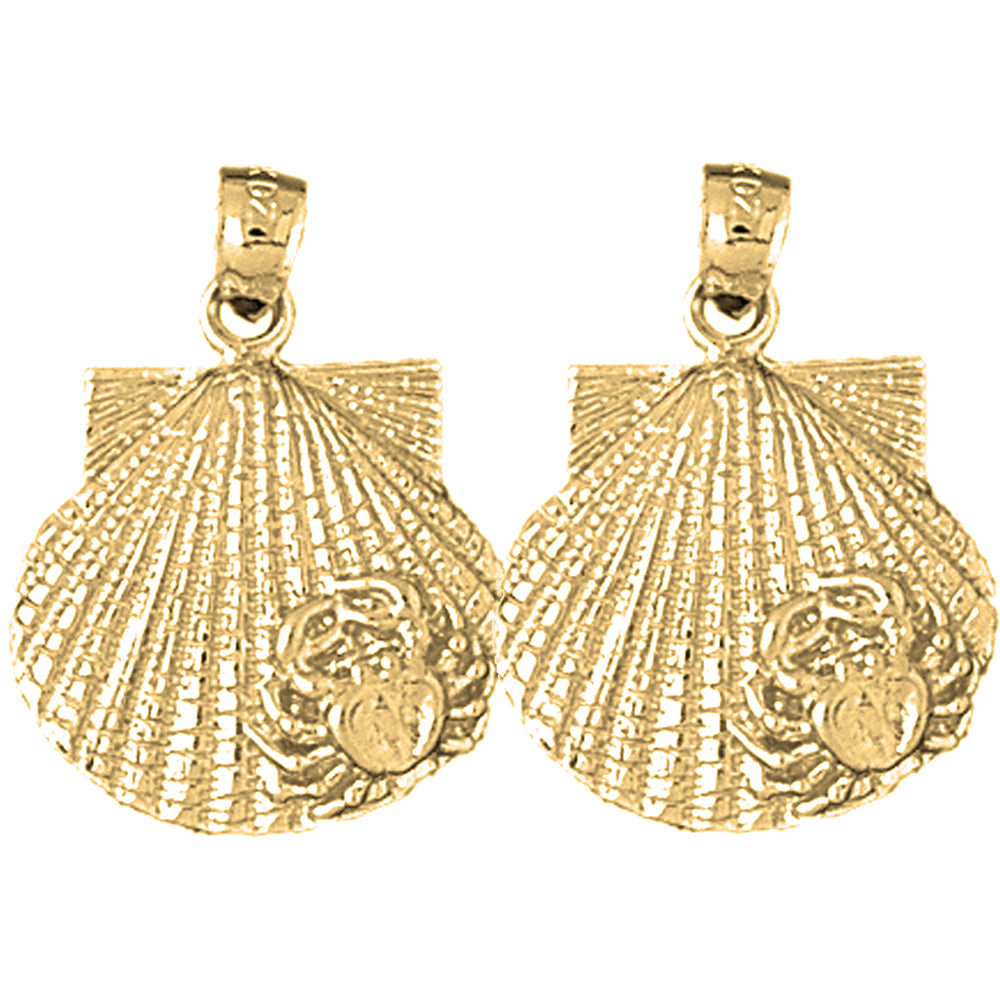 Yellow Gold-plated Silver 26mm Shell Earrings