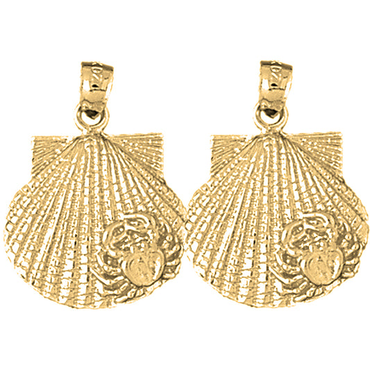 Yellow Gold-plated Silver 26mm Shell Earrings