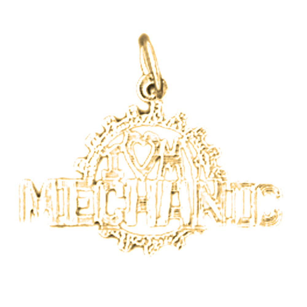 14K or 18K Gold I Love My Mechanic Pendant