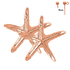 Pendientes de estrella de mar de oro de 14 quilates o 18 quilates de 27 mm