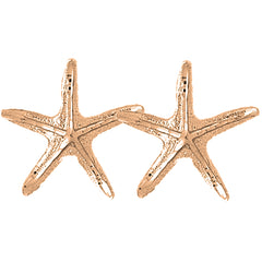 14K or 18K Gold 27mm Starfish Earrings