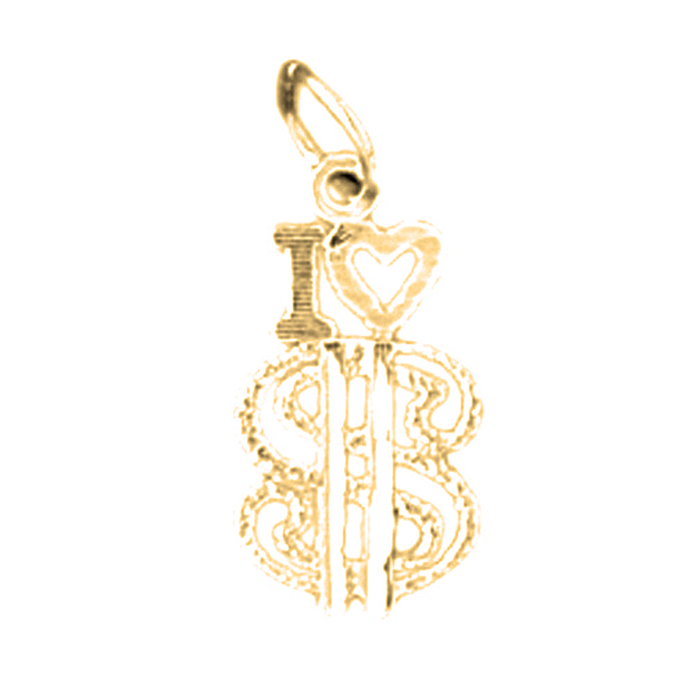 14K or 18K Gold I Love My $ (Money) Pendant