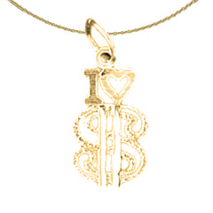 14K or 18K Gold I Love My $ (Money) Pendant