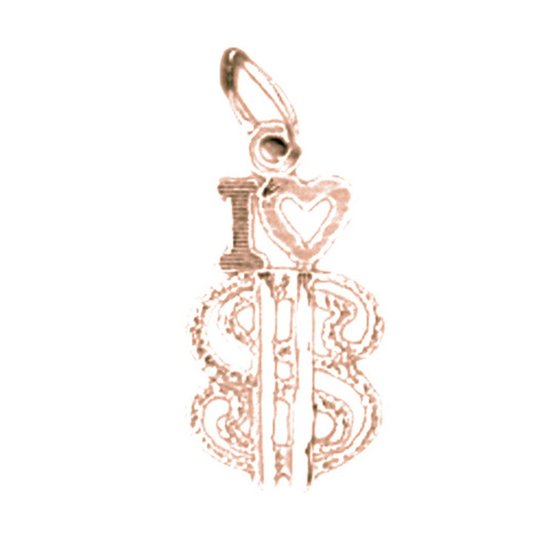 14K or 18K Gold I Love My $ (Money) Pendant