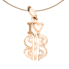 14K or 18K Gold I Love My $ (Money) Pendant