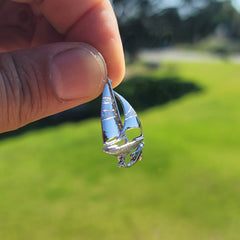 10K, 14K or 18K Gold Sailboat With Dolphin Pendant